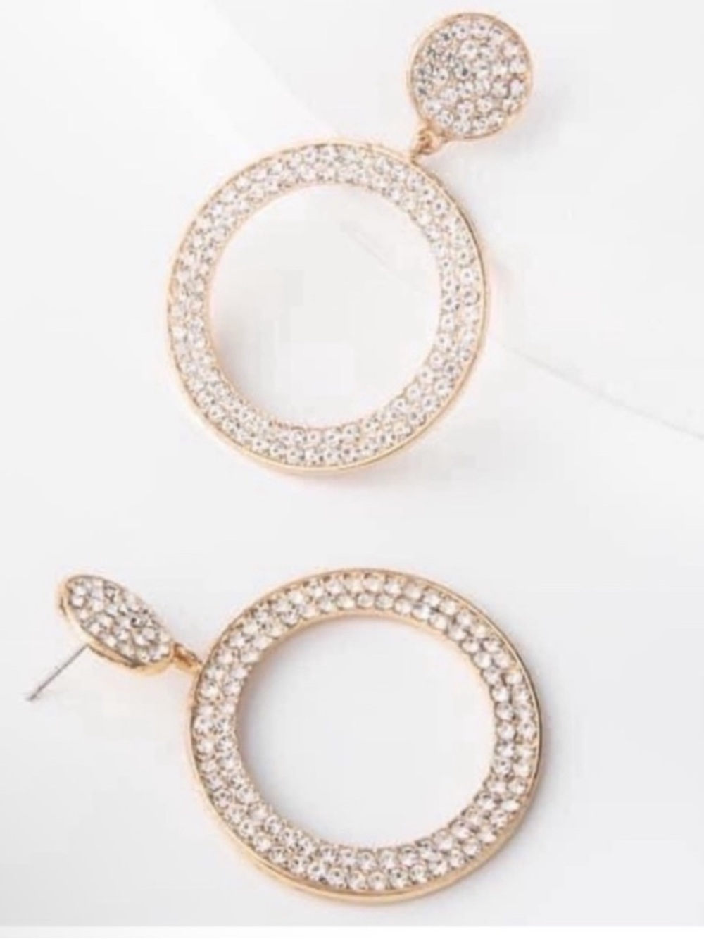 Plunder Brecken Crystal Hoop Drop Earrings - Gold Tone - Picture 2 of 3